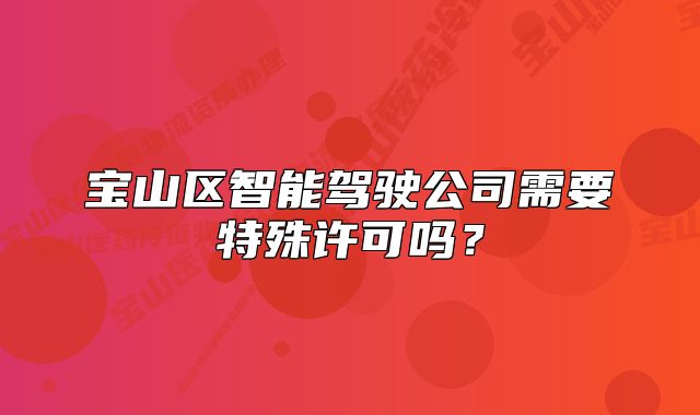 宝山区智能驾驶公司需要特殊许可吗？