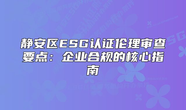静安区ESG认证伦理审查要点：企业合规的核心指南