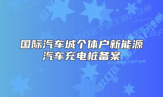 国际汽车城个体户新能源汽车充电桩备案