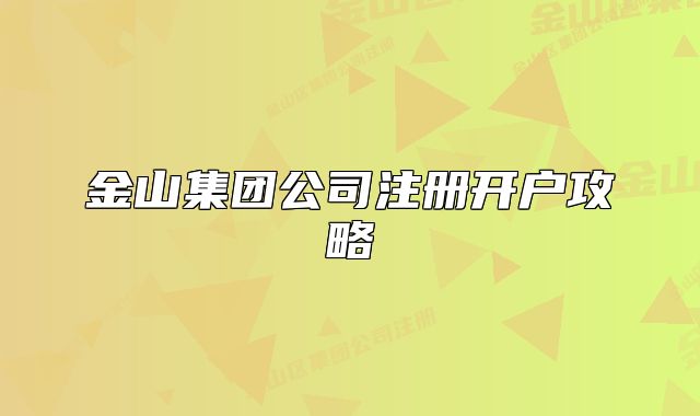 金山集团公司注册开户攻略