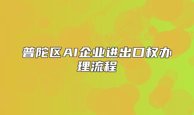 普陀区AI企业进出口权办理流程