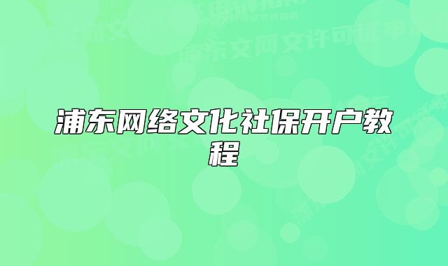 浦东网络文化社保开户教程