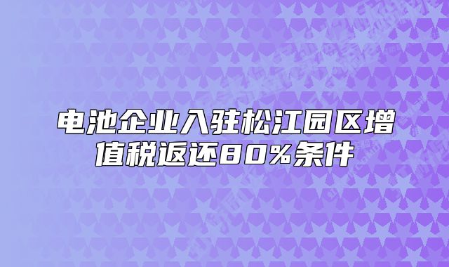 电池企业入驻松江园区增值税返还80%条件