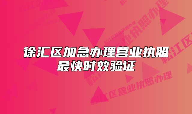 徐汇区加急办理营业执照最快时效验证