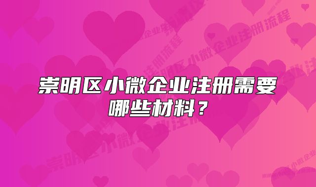 崇明区小微企业注册需要哪些材料？