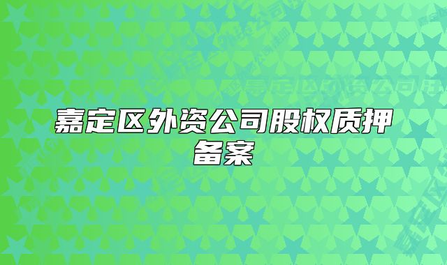 嘉定区外资公司股权质押备案