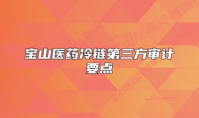 宝山医药冷链第三方审计要点