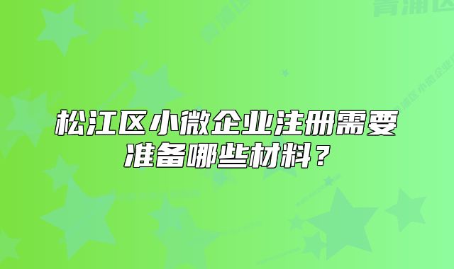 松江区小微企业注册需要准备哪些材料?