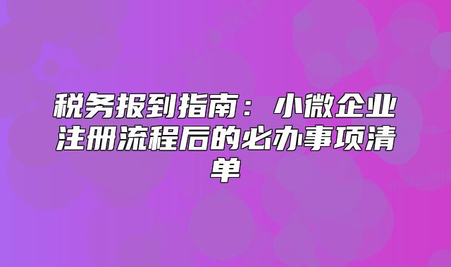 税务报到指南：小微企业注册流程后的必办事项清单
