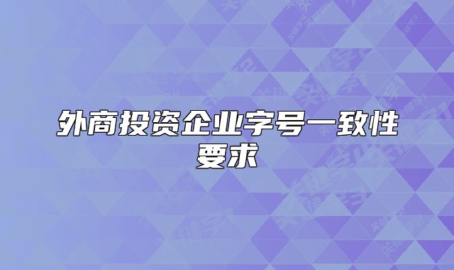 外商投资企业字号一致性要求