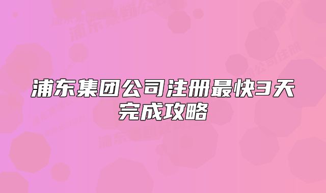 浦东集团公司注册最快3天完成攻略