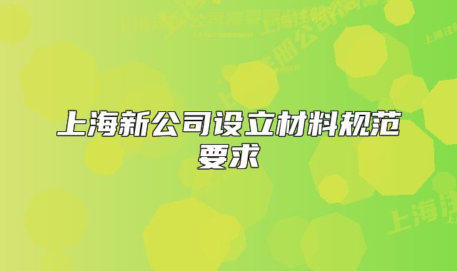 上海新公司设立材料规范要求