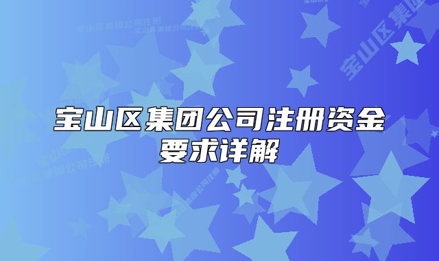 宝山区集团公司注册资金要求详解