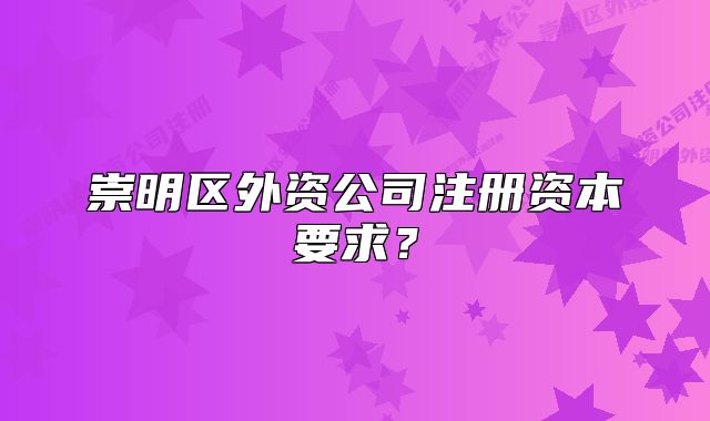 崇明区外资公司注册资本要求?