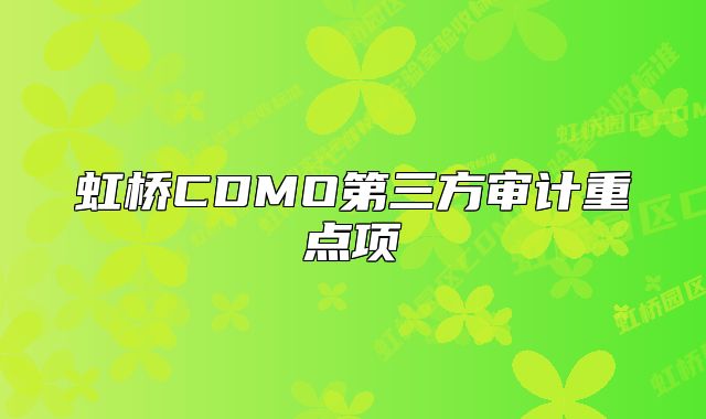 虹桥CDMO第三方审计重点项