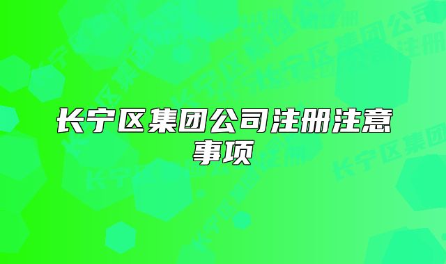 长宁区集团公司注册注意事项