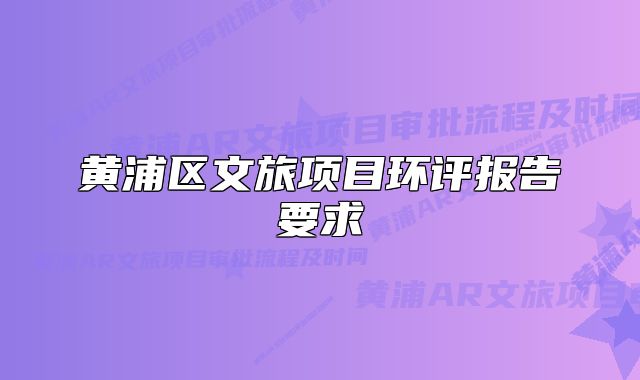 黄浦区文旅项目环评报告要求