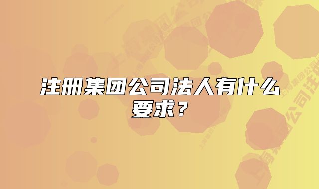 注册集团公司法人有什么要求?