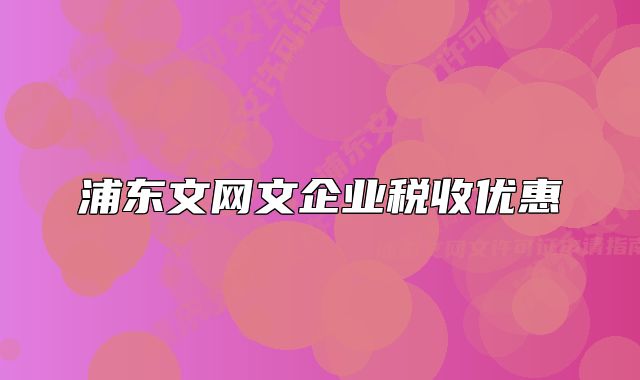 浦东文网文企业税收优惠