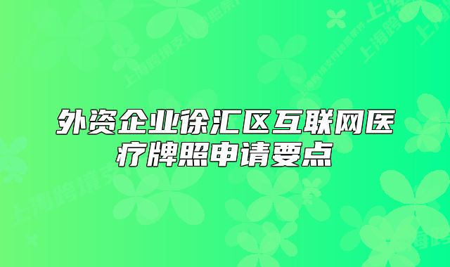 外资企业徐汇区互联网医疗牌照申请要点
