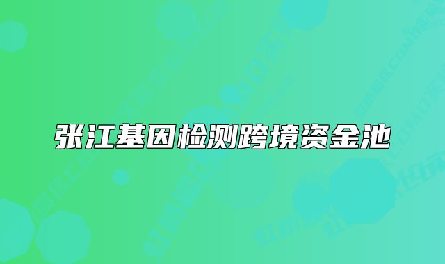 张江基因检测跨境资金池
