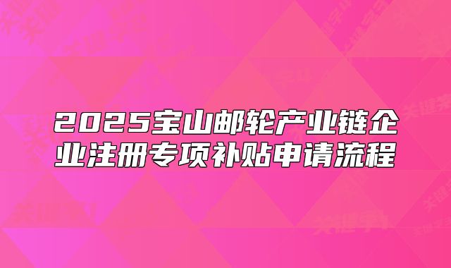 2025宝山邮轮产业链企业注册专项补贴申请流程