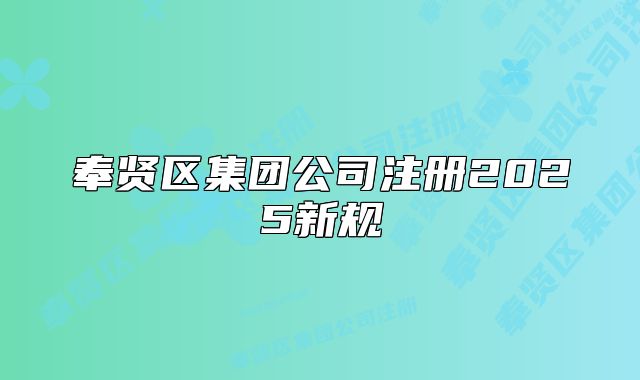 奉贤区集团公司注册2025新规