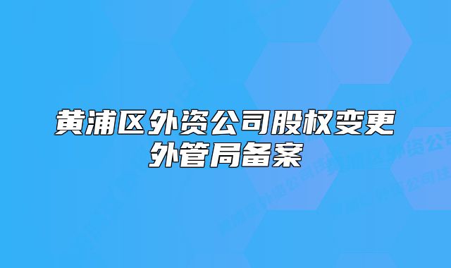 黄浦区外资公司股权变更外管局备案