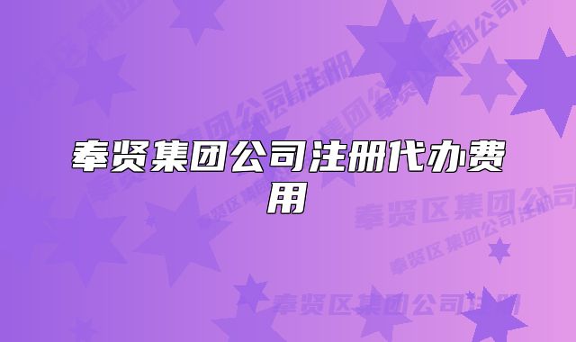 奉贤集团公司注册代办费用