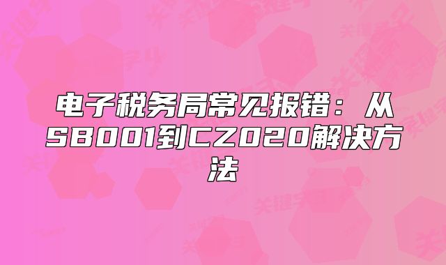 电子税务局常见报错:从SB001到CZ020解决方法