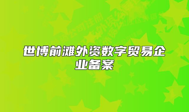 世博前滩外资数字贸易企业备案