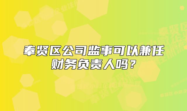 奉贤区公司监事可以兼任财务负责人吗?