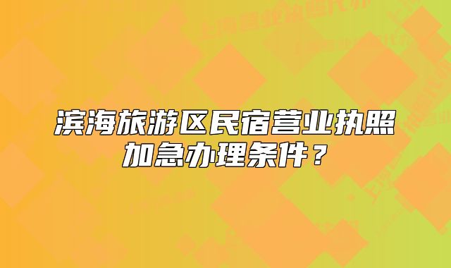 滨海旅游区民宿营业执照加急办理条件?