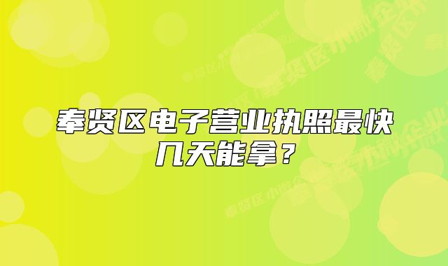 奉贤区电子营业执照最快几天能拿？
