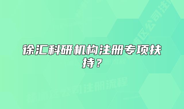 徐汇科研机构注册专项扶持？