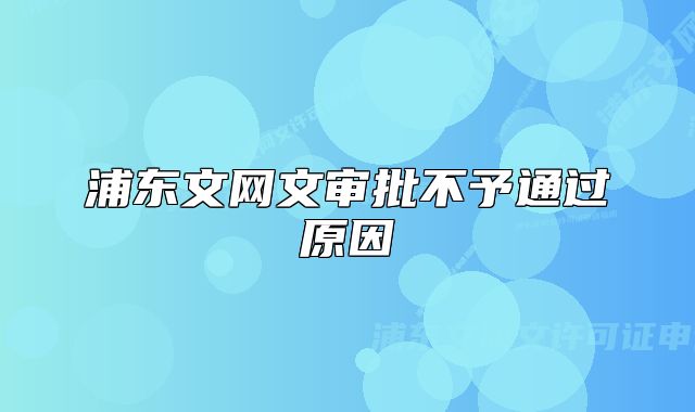 浦东文网文审批不予通过原因
