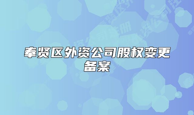 奉贤区外资公司股权变更备案