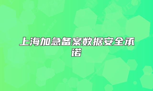 上海加急备案数据安全承诺