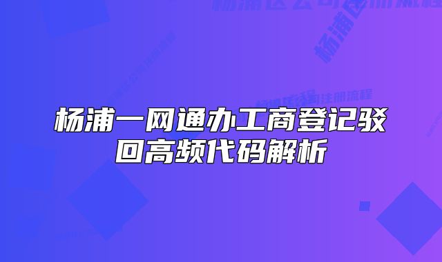 杨浦一网通办工商登记驳回高频代码解析