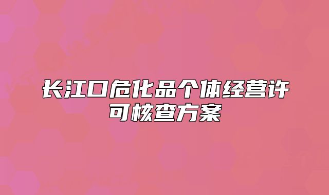 长江口危化品个体经营许可核查方案