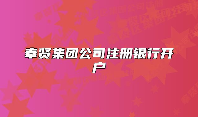 奉贤集团公司注册银行开户