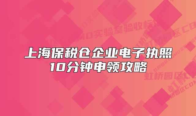 上海保税仓企业电子执照10分钟申领攻略