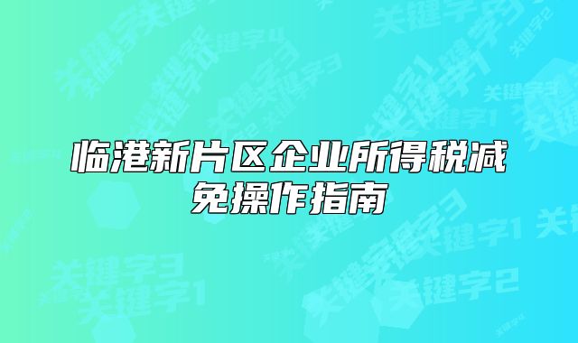 临港新片区企业所得税减免操作指南