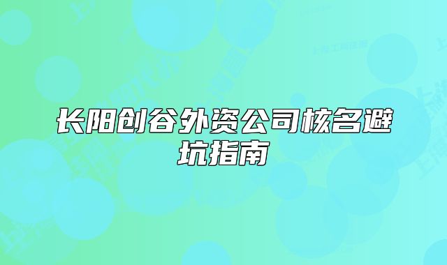 长阳创谷外资公司核名避坑指南