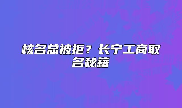 核名总被拒?长宁工商取名秘籍