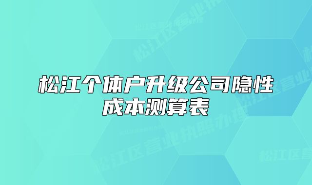 松江个体户升级公司隐性成本测算表
