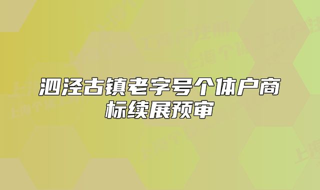 泗泾古镇老字号个体户商标续展预审