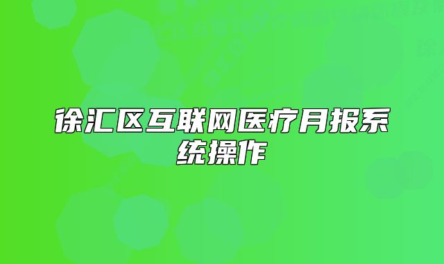 徐汇区互联网医疗月报系统操作