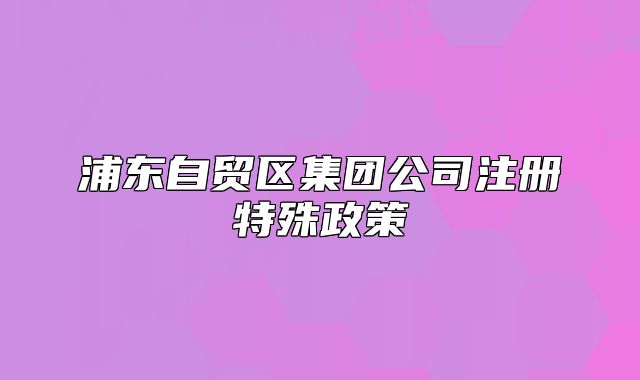 浦东自贸区集团公司注册特殊政策