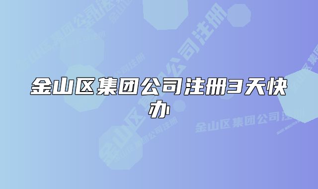 金山区集团公司注册3天快办